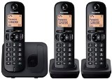 Panasonic KX-TGC213EB Digital Cordless Phone with LCD Display (Three Handset Pack) – Black