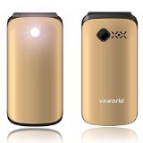 EasySMX vkworld Z2 Klapphandy Elderly Cell Phone Dual SIM Card Flip Phone Unlock SIM Card Free 2G with SOS Button/Flashlight Large Buttons Loud Sound Small and Easy to Use (Gold)