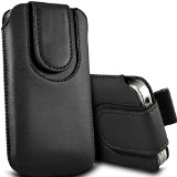 Digi Pig – Doro Liberto 820 MINI Colour PU Leather Pull Tab Pouch with Magnetic Flap – Black